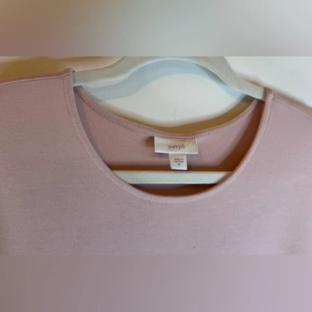 NEW PURE JILL J. JILL Pima Cotton Blush Pink Long Sleeve Tunic Top Size XL - Picture 2 of 5
